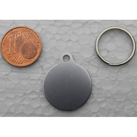 Médaille ronde 19 mm argentée pour Chaton, Chiot gravure 2 faces