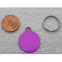 Médaille ronde 19 mm violette pour Chaton, Chiot gravure 2 faces