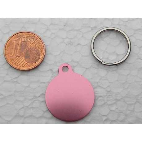 Médaille ronde 19 mm rose pour Chaton, Chiot gravure 2 faces