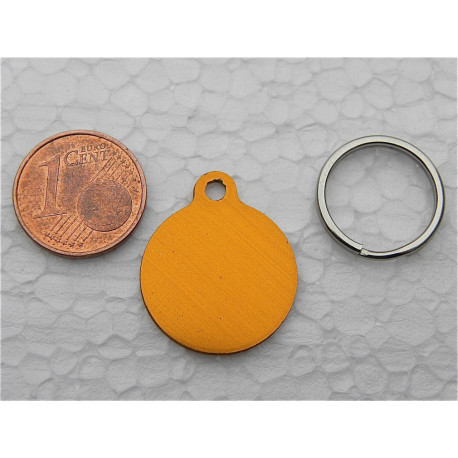 Médaille ronde 19 mm orange pour Chaton, Chiot gravure 2 faces