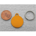 Médaille ronde 19 mm orange pour Chaton, Chiot gravure 2 faces