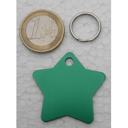 Médaille gravée chien verte étoile (GM) personnalisable gravure 1 ou 2 faces