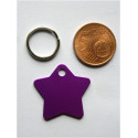 Médaille gravée étoile violette pour chaton chiot gravure 2 faces