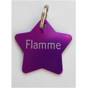 Médaille gravée étoile violette pour chaton chiot gravure 2 faces