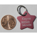 Médaille gravée étoile rose pour chaton chiot gravure 2 faces