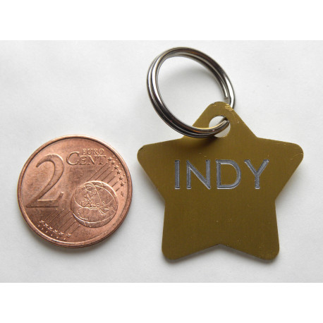 Médaille gravée étoile dorée pour chaton chiot gravure 2 faces