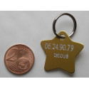 Médaille gravée étoile dorée pour chaton chiot gravure 2 faces