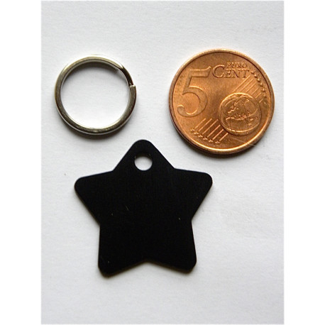 Médaille gravée étoile noire pour chaton chiot gravure 2 faces