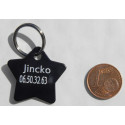 Médaille gravée étoile noire pour chaton chiot gravure 2 faces