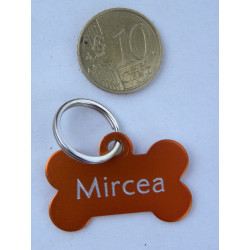 Médaille "os" orange pour petit chien ou chiot gravure 2 faces