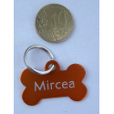 Médaille "os" orange pour petit chien ou chiot gravure 2 faces