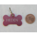 Médaille "os" rose pour petit chien ou chiot gravure 2 faces