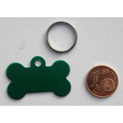 Médaille "os" vert pour petit chien ou chiot gravure 2 faces