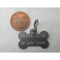 Médaille "os" argenté pour petit chien ou chiot gravure 2 faces 2