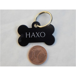 Médaille "os" noire pour petit chien ou chiot gravure 2 faces