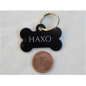 Médaille "os" noire pour petit chien ou chiot gravure 2 faces
