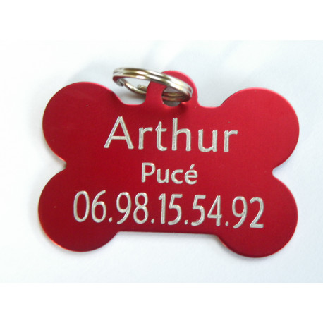 Médaille os rouge pour grand chien gravure 1 ou 2 faces