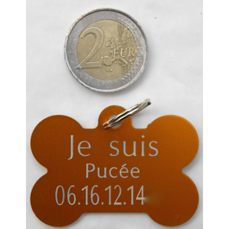 Médaille os orange pour grand chien gravure 1 ou 2 faces
