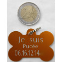 Médaille os orange pour grand chien gravure 1 ou 2 faces