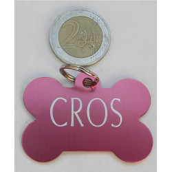 Médaille os rose pour grand chien gravure 1 ou 2 faces