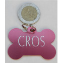 Médaille os rose pour grand chien gravure 1 ou 2 faces