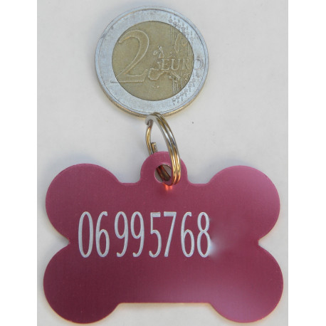 Médaille os rose pour grand chien gravure 1 ou 2 faces