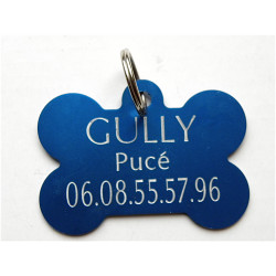 Médaille os bleu pour grand chien gravure 1 ou 2 faces