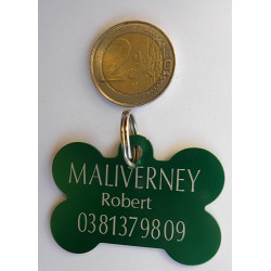 Médaille os vert pour grand chien gravure 1 ou 2 faces