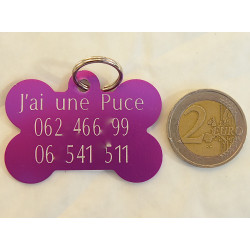 Médaille os violet pour grand chien gravure 1 ou 2 faces