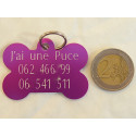 Médaille os violet pour grand chien gravure 1 ou 2 faces