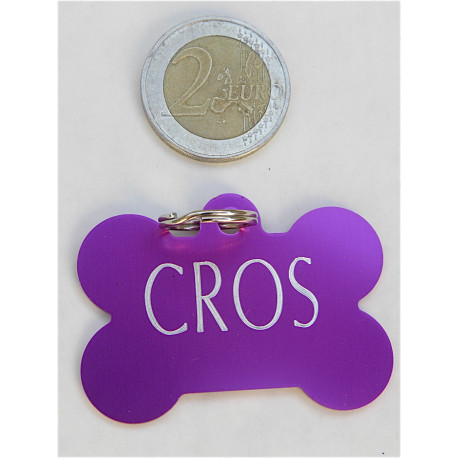 Médaille os violet pour grand chien gravure 1 ou 2 faces