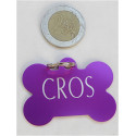 Médaille os violet pour grand chien gravure 1 ou 2 faces