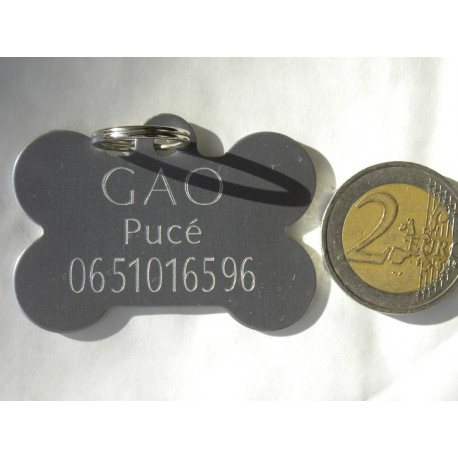 Médaille os argenté pour grand chien gravure 1 ou 2 faces