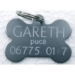 Médaille os bleu argenté pour grand chien gravure 1 ou 2 faces 2