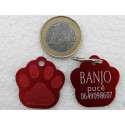 Médaille "patte" rouge pour petit et moyen chien gravure 1 face