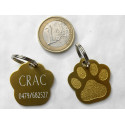 Médaille "patte" dorée pour petit et moyen chien gravure 1 face