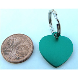 Médaille gravée coeur vert pour Chaton, Chiot  gravure 2 faces
