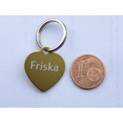 Médaille gravée coeur doré pour Chaton, Chiot  gravure 2 faces 2