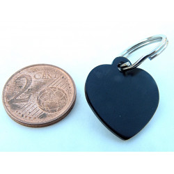 Médaille gravée coeur noir pour Chaton, Chiot  gravure 2 faces