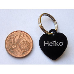 Médaille gravée coeur noir pour Chaton, Chiot  gravure 2 faces 2