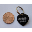 Médaille gravée coeur noir pour Chaton, Chiot  gravure 2 faces