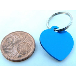 Médaille gravée coeur bleu pour Chaton, Chiot  gravure 2 faces