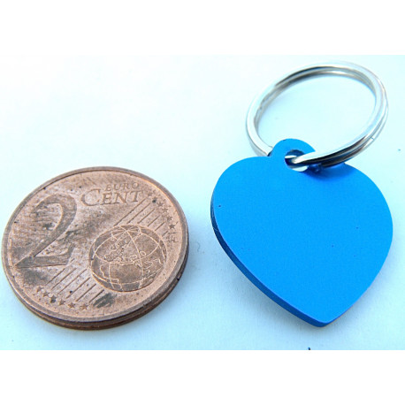 Médaille gravée coeur bleu pour Chaton, Chiot  gravure 2 faces