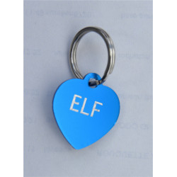 Médaille gravée coeur bleu pour Chaton, Chiot  gravure 2 faces 2