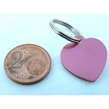 Médaille gravée coeur rose pour Chaton, Chiot  gravure 2 faces