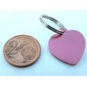 Médaille gravée coeur rose pour Chaton, Chiot  gravure 2 faces