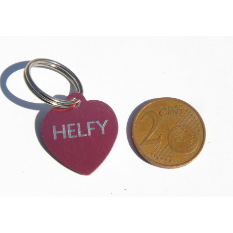 Médaille gravée coeur rose pour Chaton, Chiot  gravure 2 faces