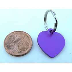 Médaille gravée coeur violet pour Chaton, Chiot  gravure 2 faces