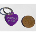 Médaille gravée coeur violet pour Chaton, Chiot  gravure 2 faces