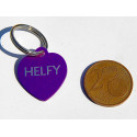 Médaille gravée coeur violet pour Chaton, Chiot  gravure 2 faces
